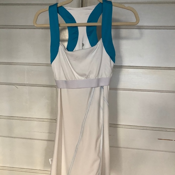 PURE LIME TENNIS DRESS WHITE & TURQUOISE sz S 4/6 - Picture 6 of 8